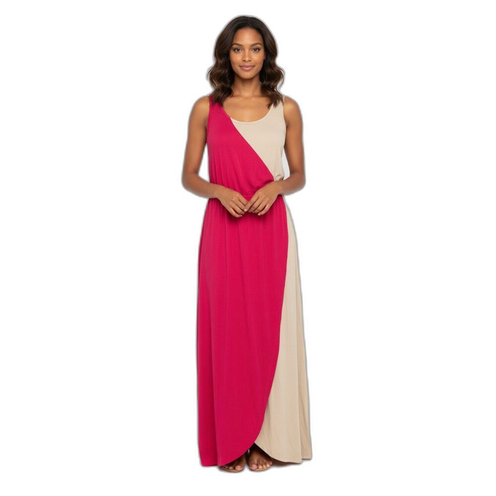 LOFT Pink & Off-White Tulip Long Maxi Dress Size Small